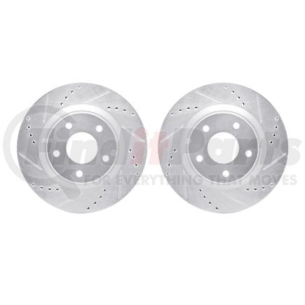 Dynamic Friction Company 7002-67052 Brake Rotors - Drilled & Slotted - Silver