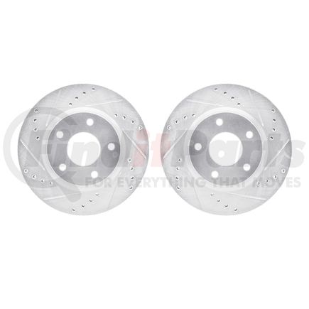 Dynamic Friction Company 7002-67071 Brake Rotors - Drilled & Slotted - Silver