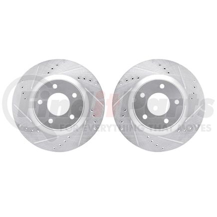 Dynamic Friction Company 7002-67067 Brake Rotors - Drilled & Slotted - Silver