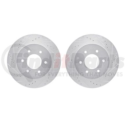 Dynamic Friction Company 7002-67076 Brake Rotors - Drilled & Slotted - Silver
