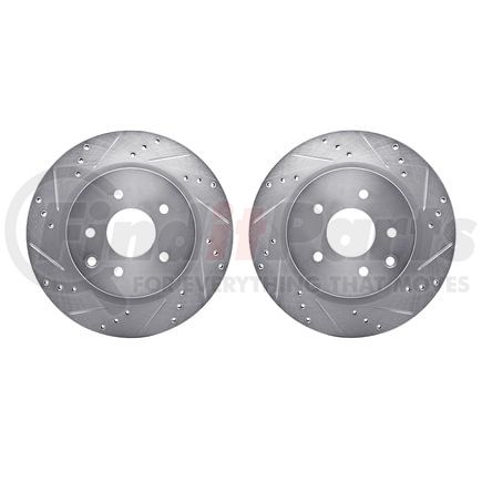 Dynamic Friction Company 7002-67078 Brake Rotors - Drilled & Slotted - Silver