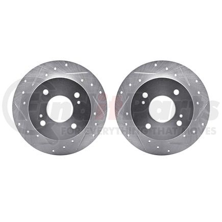 Dynamic Friction Company 7002-67088 Brake Rotors - Drilled & Slotted - Silver