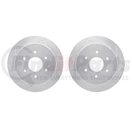 Dynamic Friction Company 7002-67107 Brake Rotors - Drilled & Slotted - Silver