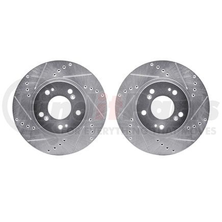 Dynamic Friction Company 7002-72024 Brake Rotors - Drilled & Slotted - Silver