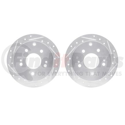 Dynamic Friction Company 7002-72057 Brake Rotors - Drilled & Slotted - Silver
