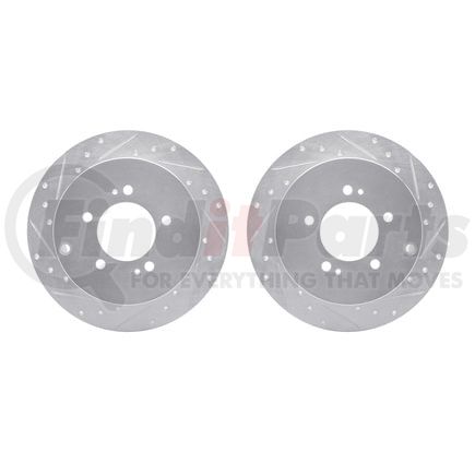 Dynamic Friction Company 7002-72064 Brake Rotors - Drilled & Slotted - Silver