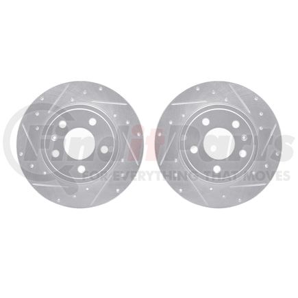 Dynamic Friction Company 7002-73048 Brake Rotors - Drilled & Slotted - Silver