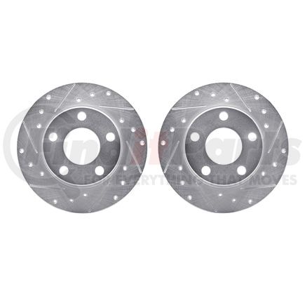 Dynamic Friction Company 7002-73055 Brake Rotors - Drilled & Slotted - Silver