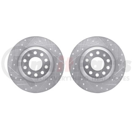 Dynamic Friction Company 7002-73052 Brake Rotors - Drilled & Slotted - Silver
