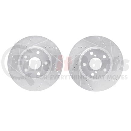 Dynamic Friction Company 7002-75004 Brake Rotors - Drilled & Slotted - Silver