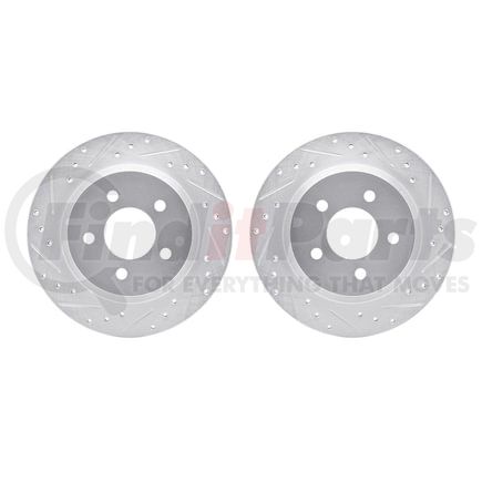 Dynamic Friction Company 7002-75016 Brake Rotors - Drilled & Slotted - Silver