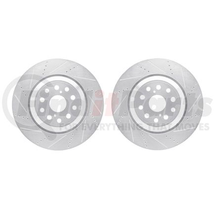 Dynamic Friction Company 7002-75015 Brake Rotors - Drilled & Slotted - Silver