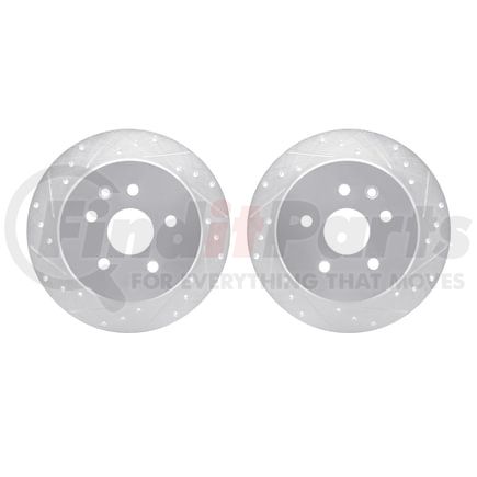 Dynamic Friction Company 7002-75025 Brake Rotors - Drilled & Slotted - Silver
