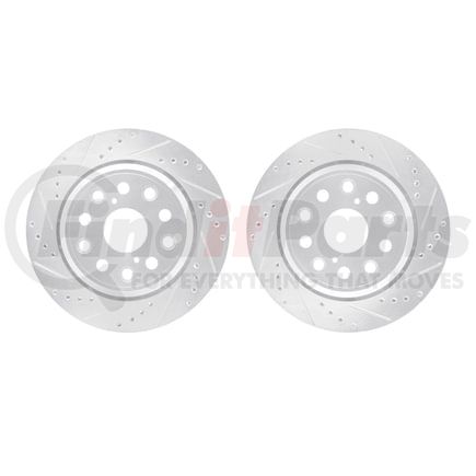 Dynamic Friction Company 7002-75033 Brake Rotors - Drilled & Slotted - Silver