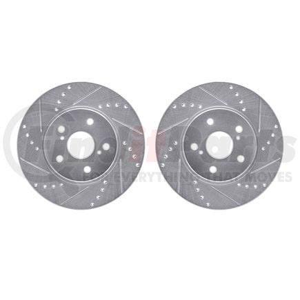 Dynamic Friction Company 7002-76008 Brake Rotors - Drilled & Slotted - Silver