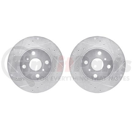 Dynamic Friction Company 7002-76003 Brake Rotors - Drilled & Slotted - Silver
