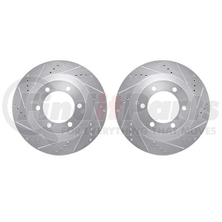 Dynamic Friction Company 7002-76013 Brake Rotors - Drilled & Slotted - Silver