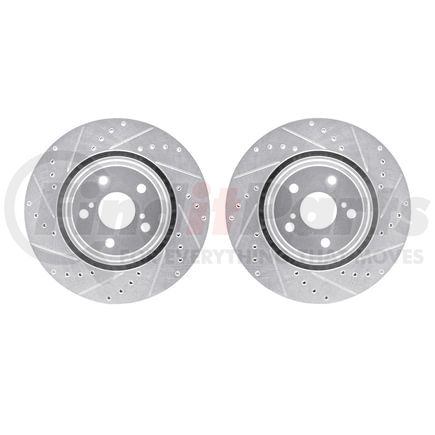 Dynamic Friction Company 7002-76019 Brake Rotors - Drilled & Slotted - Silver