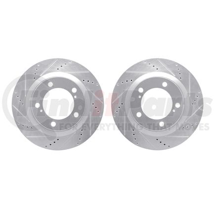 Dynamic Friction Company 7002-76018 Brake Rotors - Drilled & Slotted - Silver