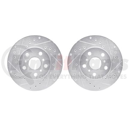 Dynamic Friction Company 7002-76032 Brake Rotors - Drilled & Slotted - Silver
