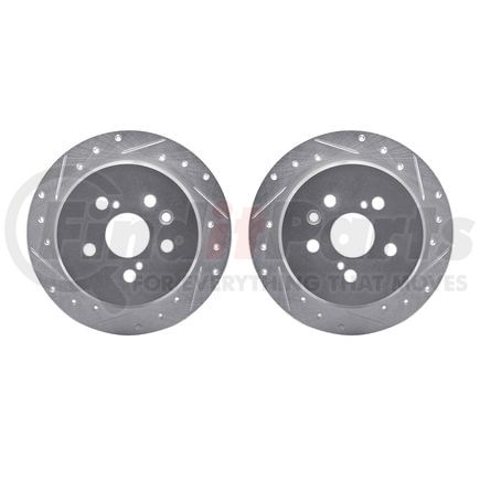 Dynamic Friction Company 7002-76105 Brake Rotors - Drilled & Slotted - Silver