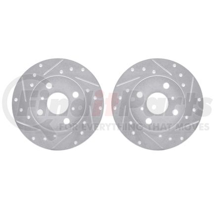 Dynamic Friction Company 7002-76097 Brake Rotors - Drilled & Slotted - Silver