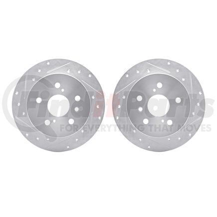 Dynamic Friction Company 7002-76110 Brake Rotors - Drilled & Slotted - Silver