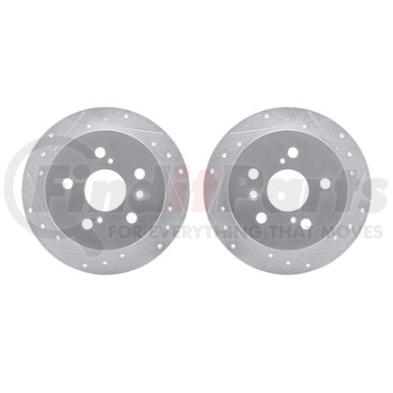 Dynamic Friction Company 7002-76108 Brake Rotors - Drilled & Slotted - Silver