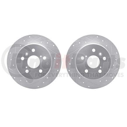 Dynamic Friction Company 7002-76117 Brake Rotors - Drilled & Slotted - Silver
