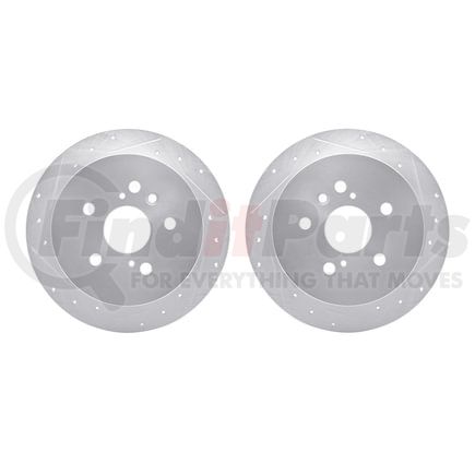 Dynamic Friction Company 7002-76118 Brake Rotors - Drilled & Slotted - Silver