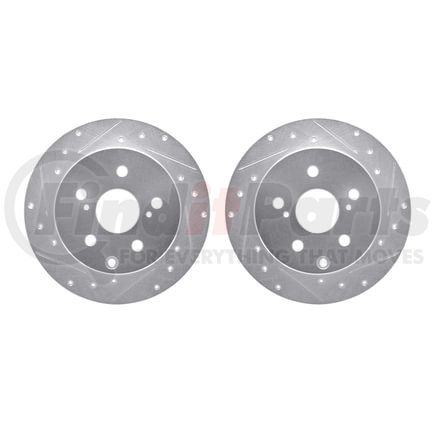 Dynamic Friction Company 7002-76113 Brake Rotors - Drilled & Slotted - Silver
