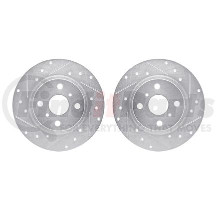 Dynamic Friction Company 7002-76142 Brake Rotors - Drilled & Slotted - Silver