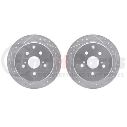 Dynamic Friction Company 7002-76146 Brake Rotors - Drilled & Slotted - Silver