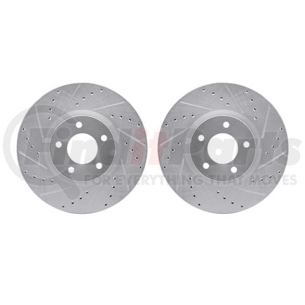 Dynamic Friction Company 7002-80008 Brake Rotors - Drilled & Slotted - Silver