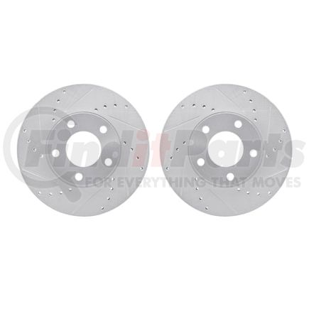 Dynamic Friction Company 7002-80006 Brake Rotors - Drilled & Slotted - Silver