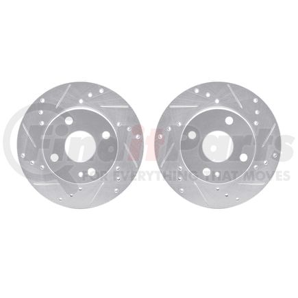 Dynamic Friction Company 7002-80033 Brake Rotors - Drilled & Slotted - Silver