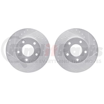 Dynamic Friction Company 7002-80021 Brake Rotors - Drilled & Slotted - Silver