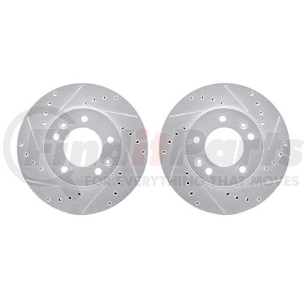 Dynamic Friction Company 7002-80048 Brake Rotors - Drilled & Slotted - Silver