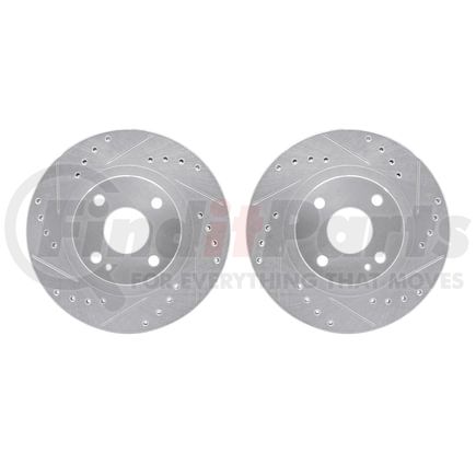 Dynamic Friction Company 7002-80043 Brake Rotors - Drilled & Slotted - Silver