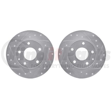 Dynamic Friction Company 7002-80057 Brake Rotors - Drilled & Slotted - Silver