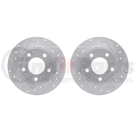 Dynamic Friction Company 7002-80054 Brake Rotors - Drilled & Slotted - Silver