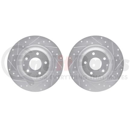 Dynamic Friction Company 7002-80073 Brake Rotors - Drilled & Slotted - Silver