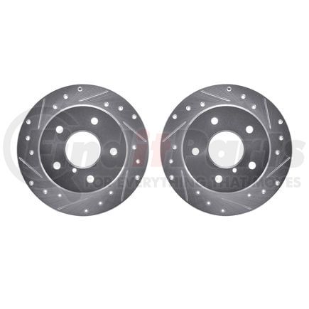 Dynamic Friction Company 7002-80081 Brake Rotors - Drilled & Slotted - Silver