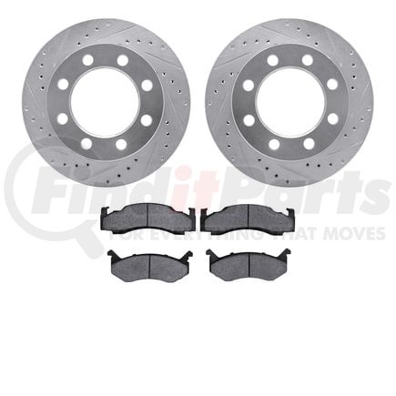 Dynamic Friction Company 7202-40082 Brake Rotor - Drilled & Slotted - Silver- HD Brake Pad