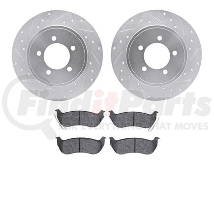 Dynamic Friction Company 7202-54007 Brake Rotor - Drilled & Slotted - Silver- HD Brake Pad