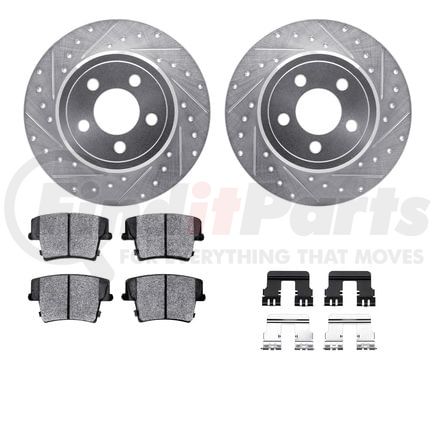 Dynamic Friction Company 7212-39028 Brake Rotor - Drilled & Slotted - Silver- HD Brake Pad - Hardware