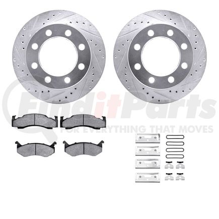 Dynamic Friction Company 7212-40120 Brake Rotor - Drilled & Slotted - Silver- HD Brake Pad - Hardware