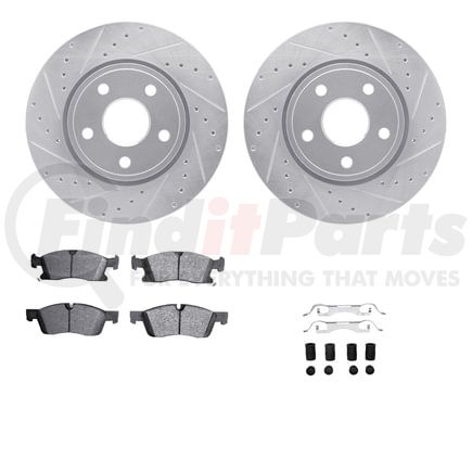 Dynamic Friction Company 7212-42002 Brake Rotor - Drilled & Slotted - Silver- HD Brake Pad - Hardware