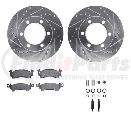 Dynamic Friction Company 7212-42105 Brake Rotor - Drilled & Slotted - Silver- HD Brake Pad - Hardware