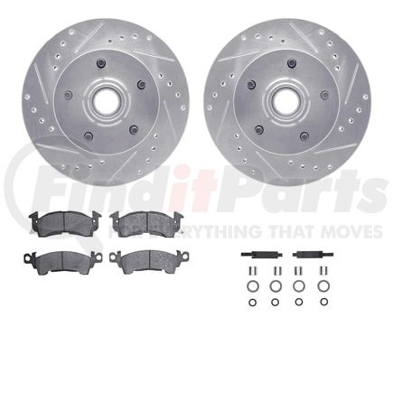 Dynamic Friction Company 7212-47011 Brake Rotor - Drilled & Slotted - Silver- HD Brake Pad - Hardware